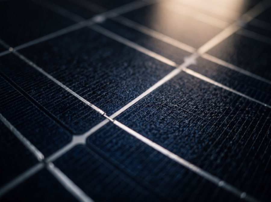 Detalle de la superficie de un panel fotovoltaico